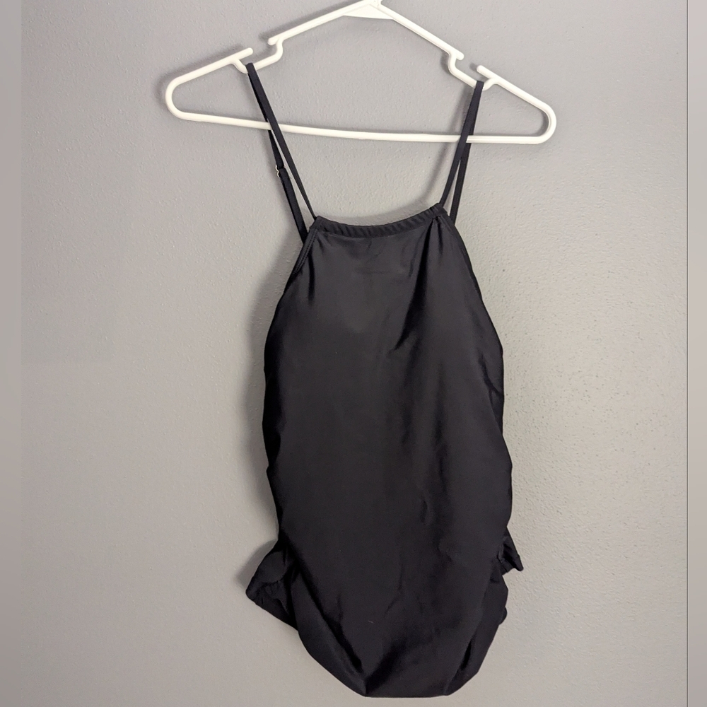No Brand Black Tankini Top With Adjustable Straps Size Large. High Neck Swimsuit